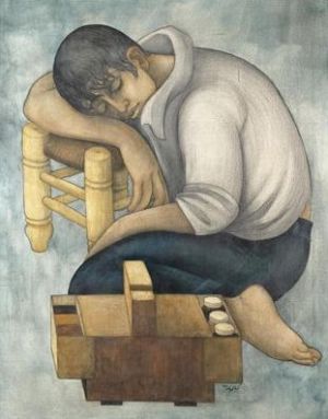 ماسح الأحذية -لوحة للفنان التشكيلي السوري لؤي كيالي