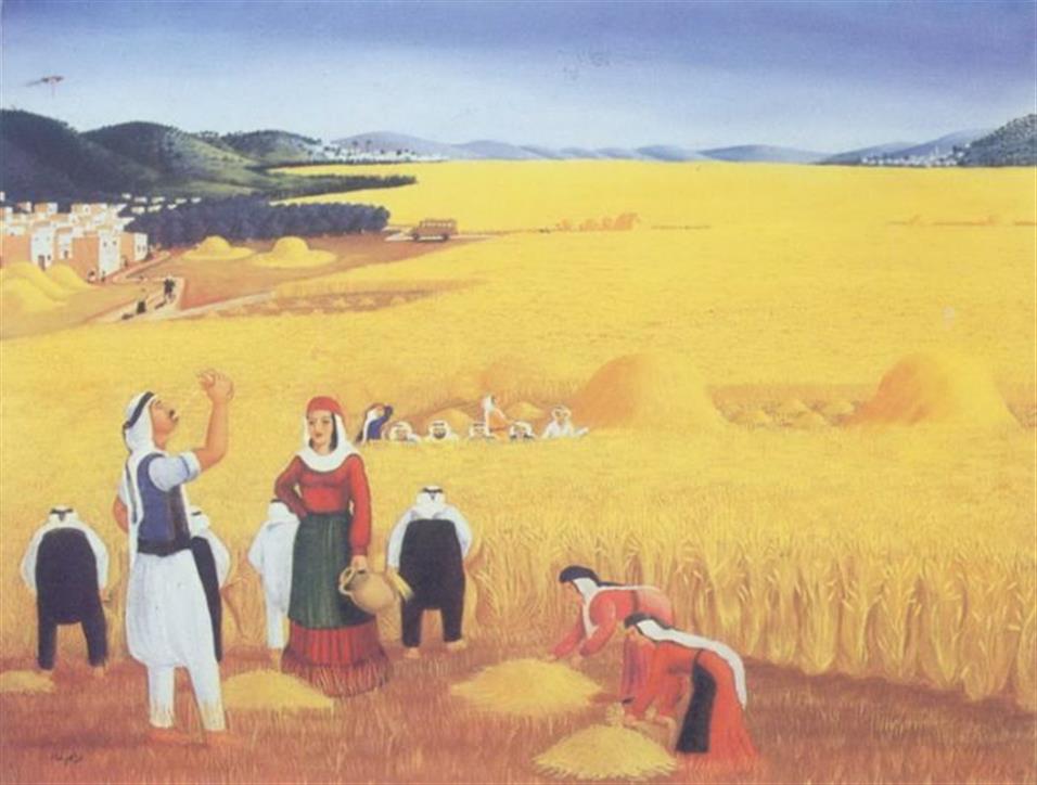 لوحة «الحصاد» للفنان ابراهيم غنام-انترنيت