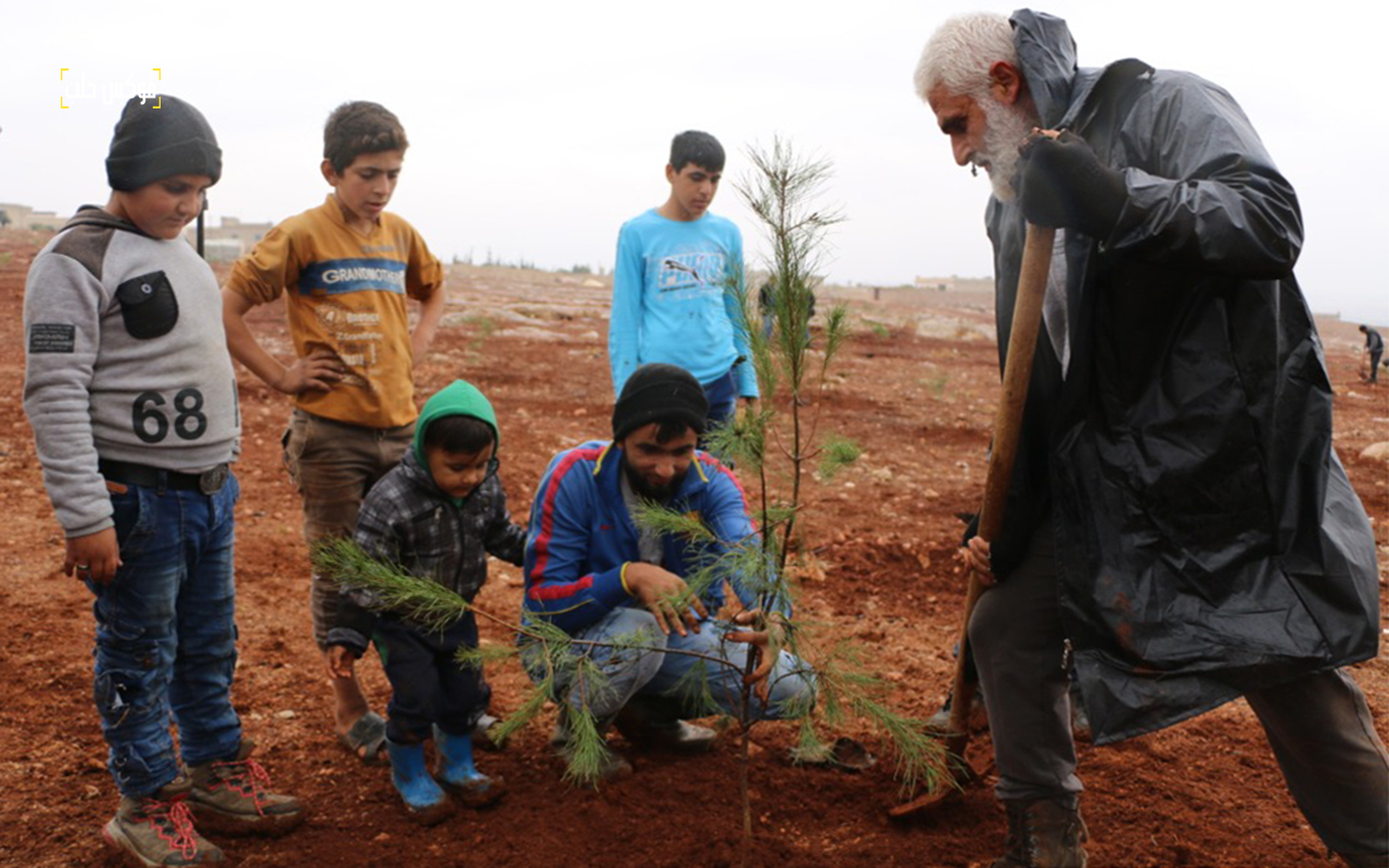 من حملة التشجير الطوعي بريف حلب الغربي