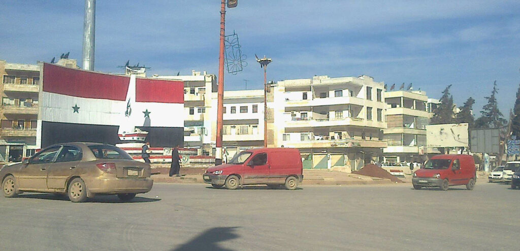 دوار المحراب أثناء تواجد النظام في إدلب(2011-2015)، المصدر صفحة تعرف على مدينة إدلب