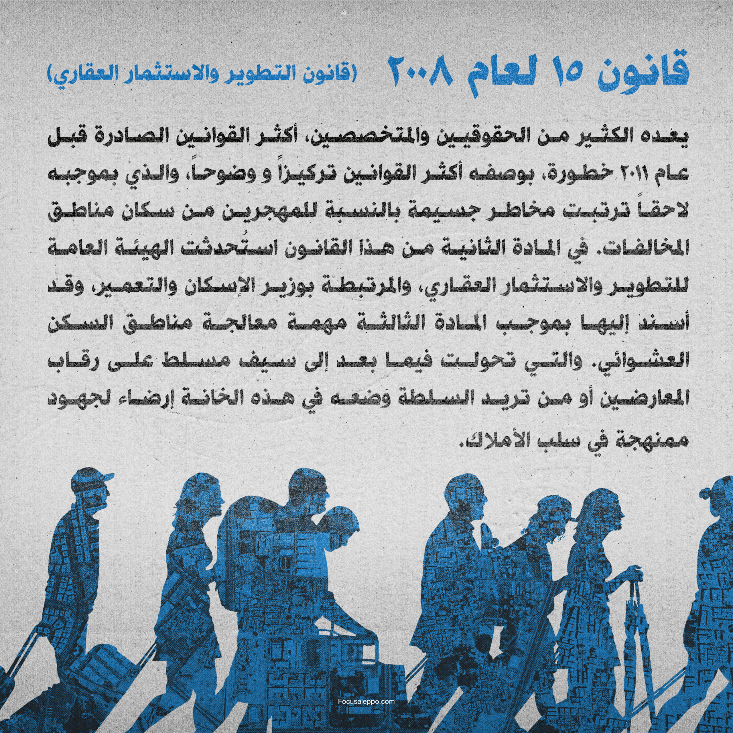 قانون رقم 15 لعام2008-سكن عشوائي-فوكس حلب