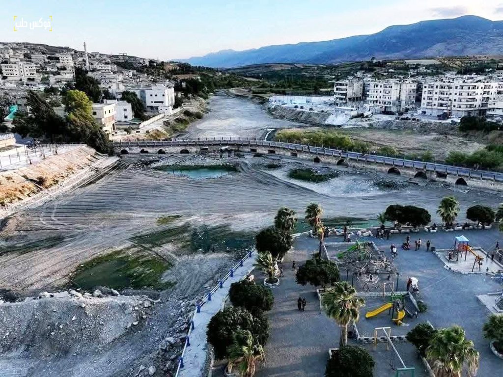 انخفاض حاد في منسوب نهر العاصي، جسر الشغور.