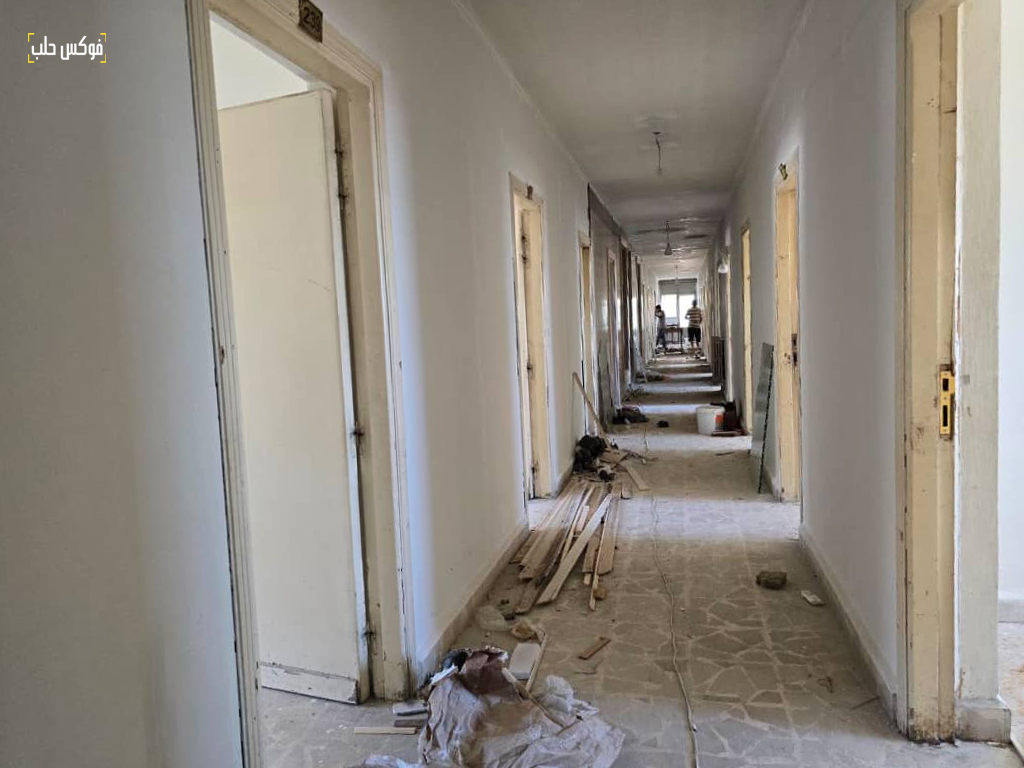 عمليات إصلاح وترميم في السكن الجامعي في حلب.