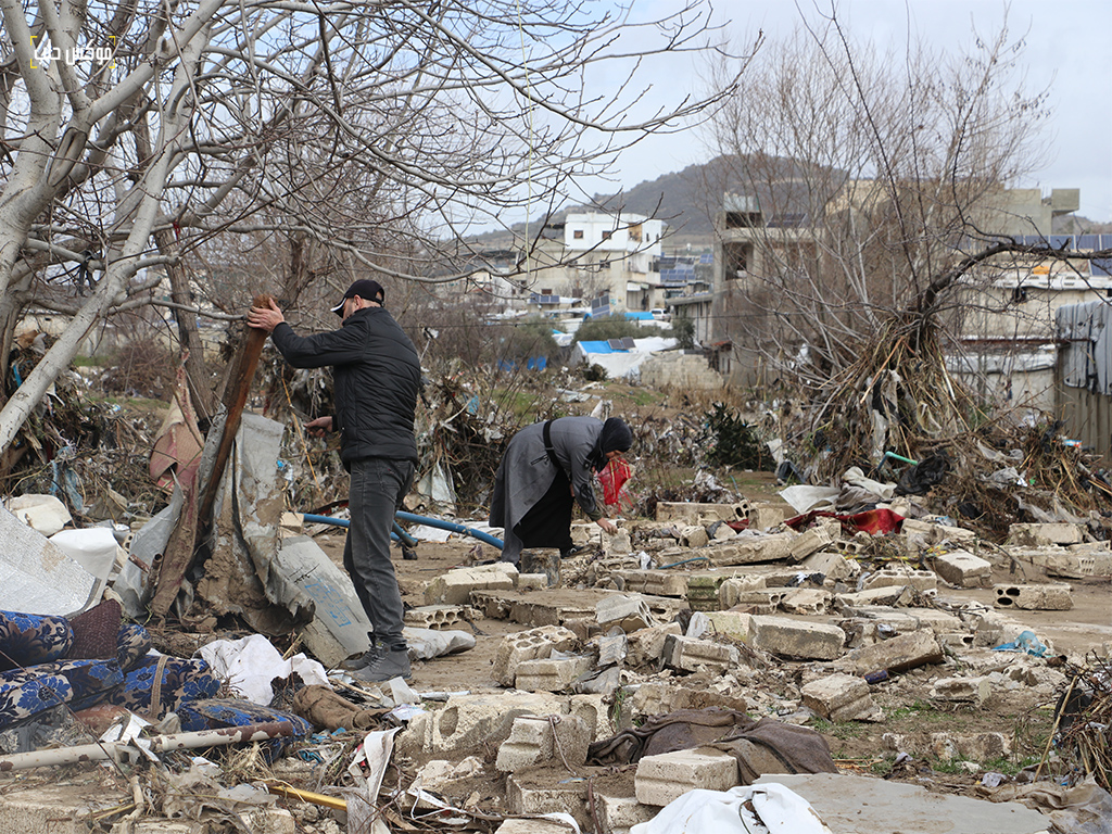 تضرر مخيمات في خربة الجوز بسبب السيول المائية.